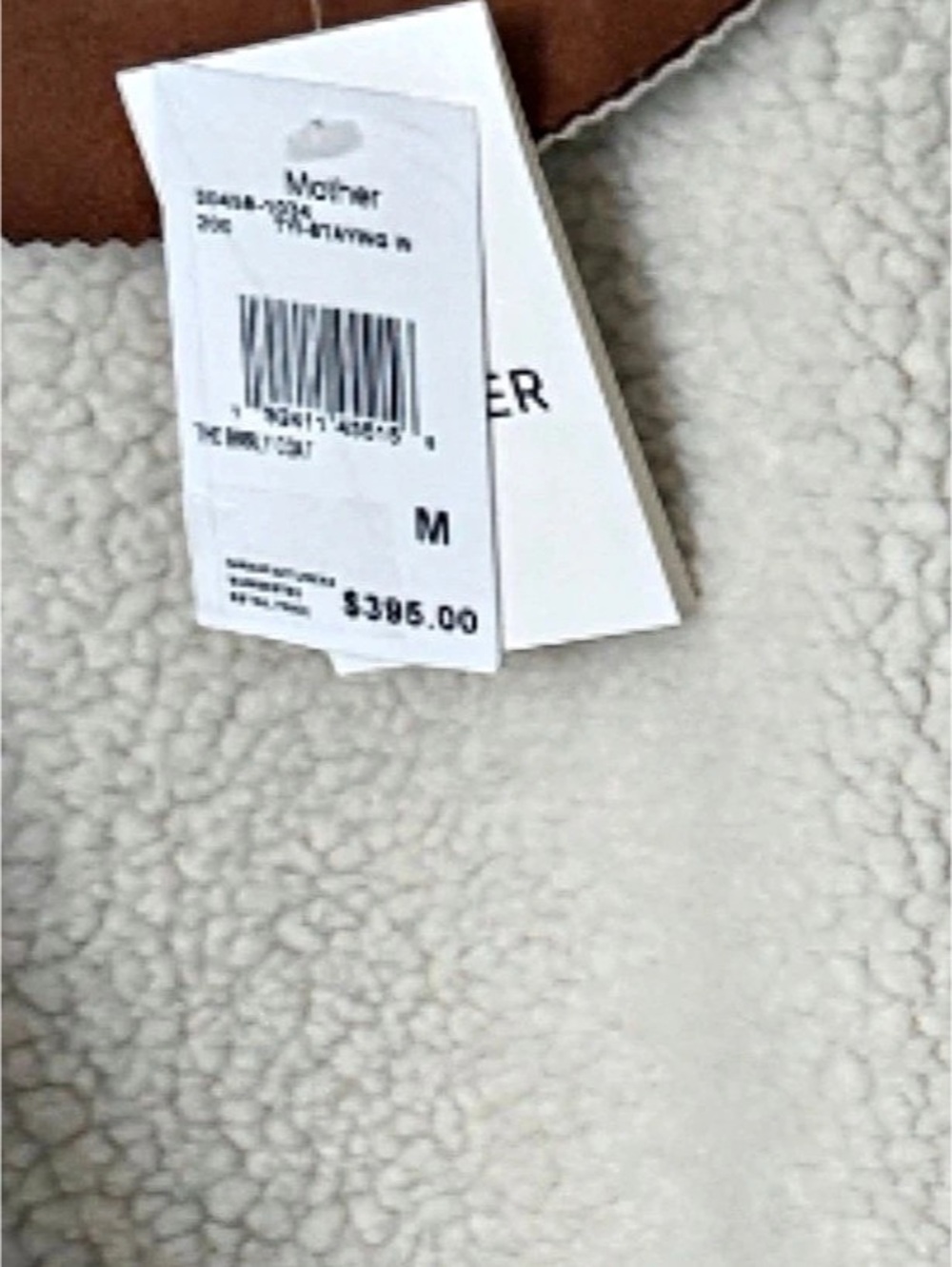 Mother The Scully Coat Shearling-Trim Coat in Brown & White Size Medium NWT - Picture 11 of 11